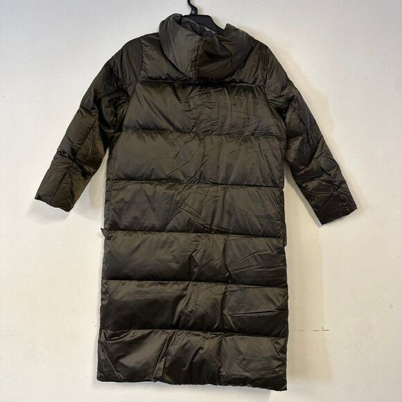 Women's Lattelier NWOT Dark Green Puffer Trench Coat Zip Up Jacket Large - Picture 7 of 7